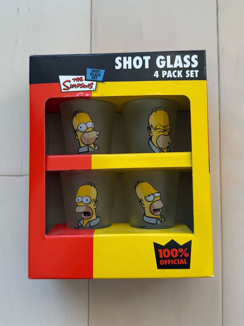The Simpsons Homer Shot Glasses Set of 4 - Yellow/Red